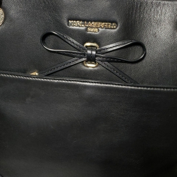 Karl lagerfeld black large shoulder vegan tote bag main image 7